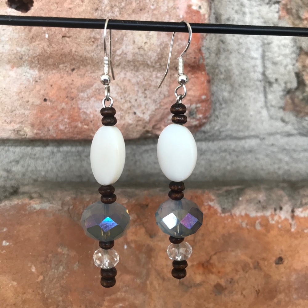 Sterling silver crystal mother of pearl set